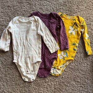 Carter's Baby Bodysuit Set - White, Purple, Yellow